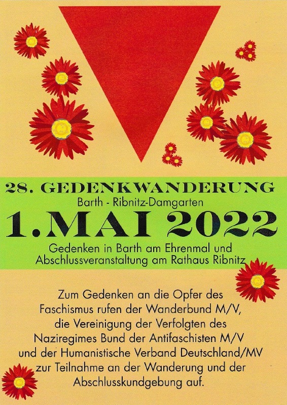 28. Gedenkwanderung von Barth nach Ribnitz-Damgarten am 1.Mai 2022 - Abschlussveranstaltung am Rathaus Ribnitz