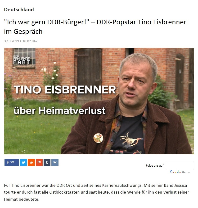 Deutschland - 'Ich war gern DDR-Brger!'  DDR-Popstar Tino Eisbrenner im Gesprch