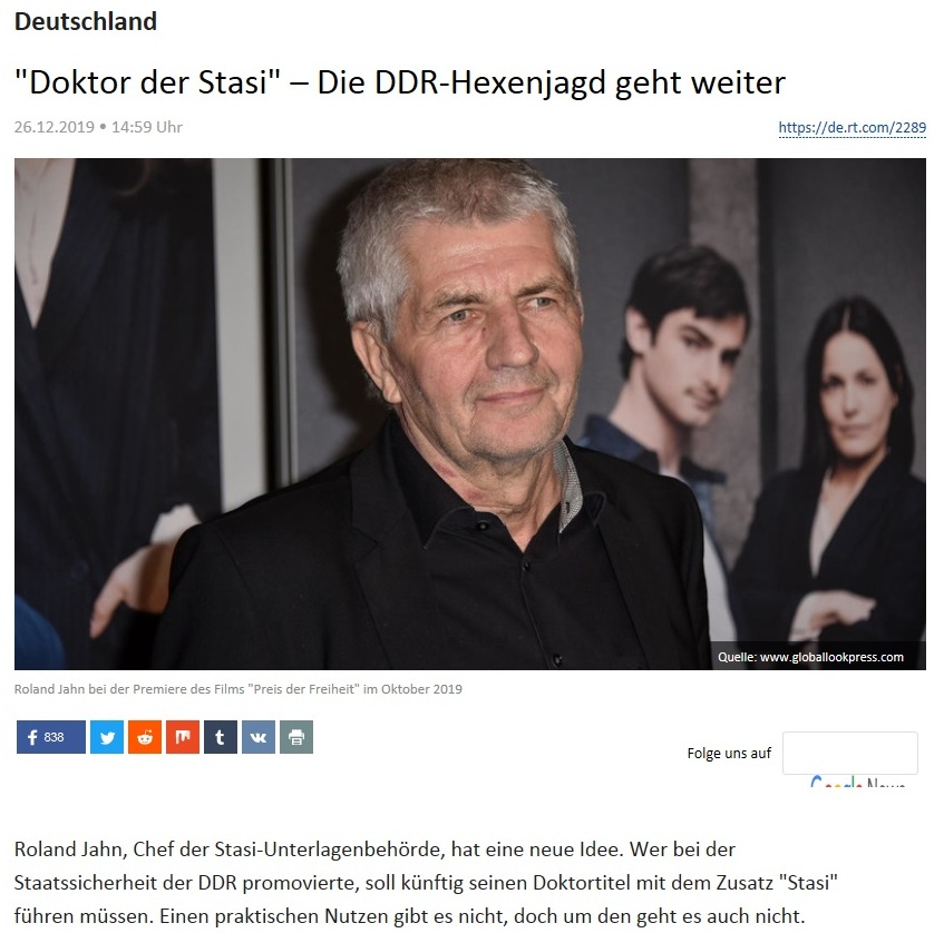 Deutschland - 'Doktor der Stasi' – Die DDR-Hexenjagd geht weiter 