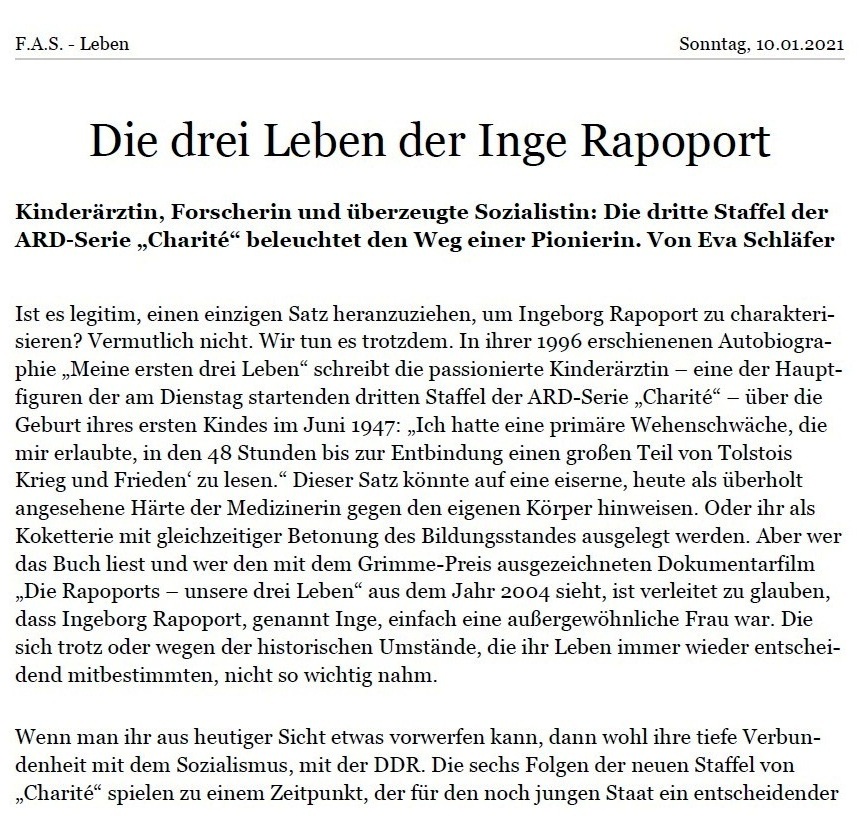 Aus dem Posteingang von Dr. Marianne Linke und Dr. Lienhard Linke  -  Die drei Leben der Rapoports - PDF - Seite 1