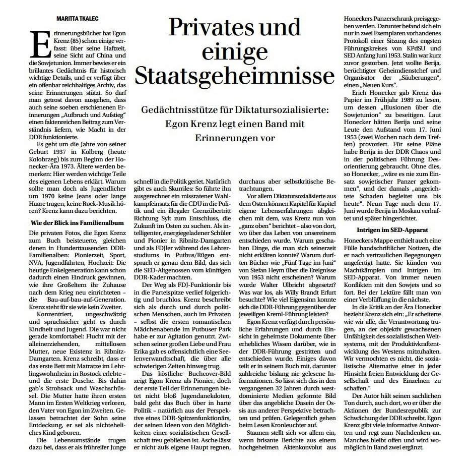 Rezension in der Berliner Zeitung - Aus dem Posteingang von Egon Krenz vom 26.06.2022 - Berliner Zeitung - Ausgabe vom 27.06.2022 - Seite 17 - PDF - (2)