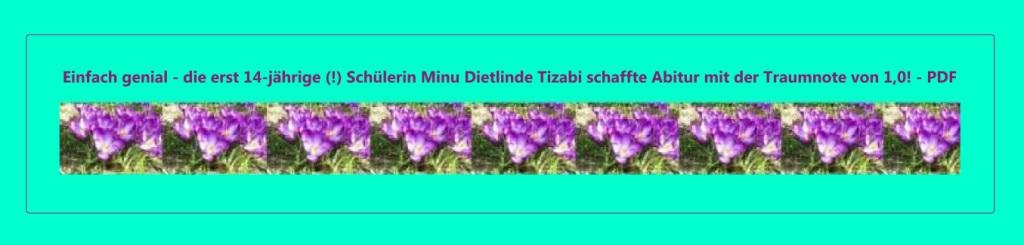 Einfach genial - die erst 14-jhrige (!) Schlerin Minu Dietlinde Tizabi schaffte das Abitur mit der Traumnote 1,0