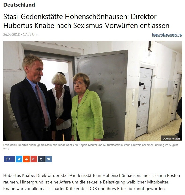 Deutschland - Stasi-Gedenkstätte Hohenschönhausen: Direktor Hubertus Knabe nach Sexismus-Vorwürfen entlassen