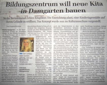 Von der Sitzung des Fachausschusses der Stadt Ribnitz-Damgarten fr Schule, Kultur, Jugend und Soziales am 24.Mrz 2015 berichtete die Ostsee-Zeitung in ihrer Ribnitz-Damgartener Ausgabe am 27.Mrz 2015.