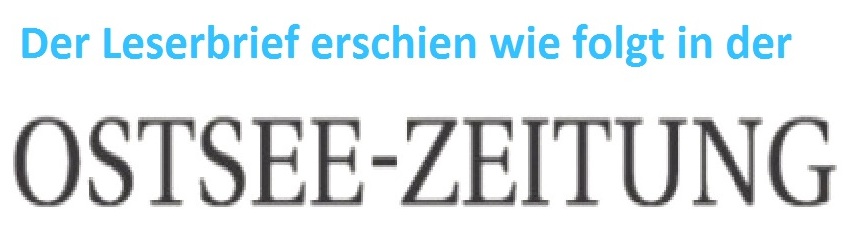 Der Leserbrief vom 13.11.2020 an die Ostsee-Zeitung zur Ansiedlung der Center Parcs Group auf der Halbinsel Ptnitz erschien in der OZ am 24. November 2020 zusammen mit weiteren Leserbriefen in der Ribnitz-Damgartener Ausgabe der OZ auf der Seite Fischland - Darss - Zingst und Umgebung | Seite 14 