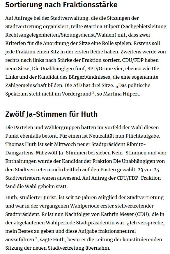 Ein neuer Stadtprsident und die AfD ganz links - OZ-Bericht von der konstituierenden Sitzung der Stadtvertretung Ribnitz-Damgarten am 26. Juni 2019 - von OZ-Redakteur Robert Niemeyer