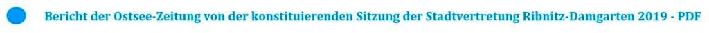 Bericht der Ostsee-Zeitung von der konstituierenden Sitzung der Stadtvertretung Ribnitz-Damgarten am 26. Juni 2019 - PDF