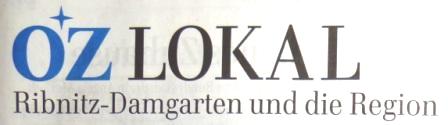 Ribnitz-Damgartener Wochenendausgabe der Ostsee-Zeitung vom 2./3.Mai 2015 Lokalteil Seite 9