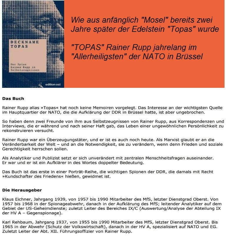 Das Buch Deckname TOPAS über Rainer Rupp - der aktivste Agent aller Zeiten