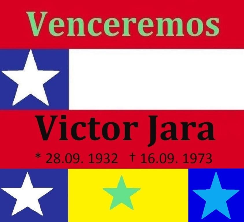 Victor Jara - Venceremos - Victor Jara war ein chilenischer Sänger, Musiker und Theaterregisseur. Er wurde am 12. September 1973 verhaftet und am 16. September 1973 mit mindestens 44 Schüssen von Soldaten des am 11. September 1973 putschenden Militärs ermordet.